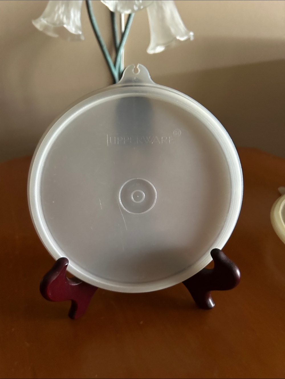 Vintage Tupperware Translucent White Round Plastic Lid